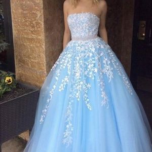Lacy baby blue dresses